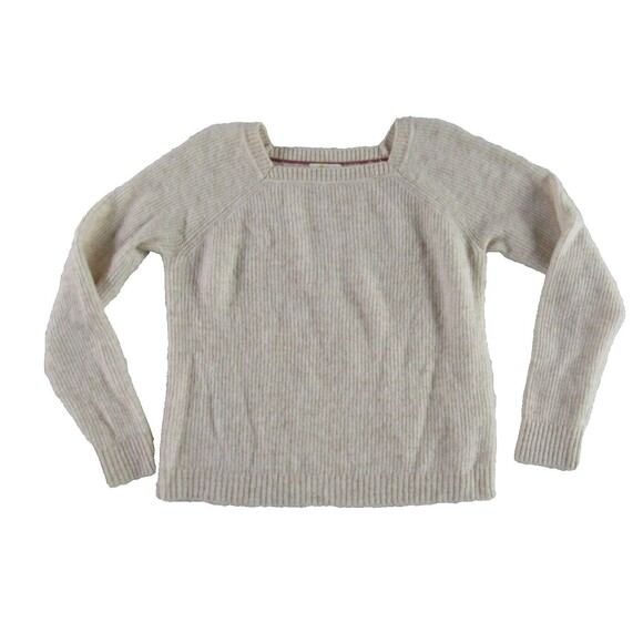 Boden Womens Size 10 Ivory Cream Sweater Cozy Alpaca Wool Square Neck Minimalist - Picture 1 of 16